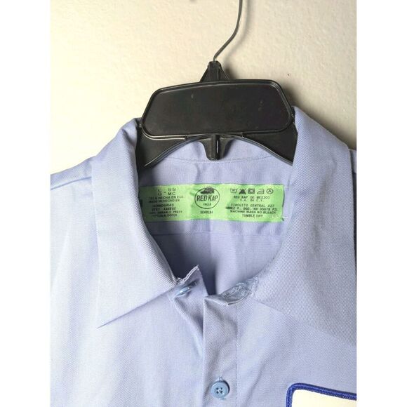 Red Kap Boeing Employee Short Sleeve Blue Cotton Button Down Shirt Men's L - Picture 3 of 4